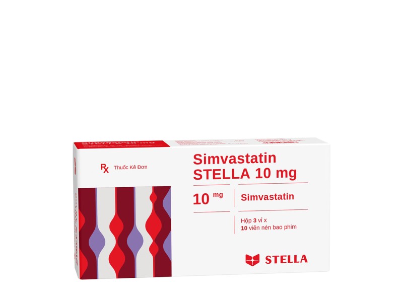 Thuốc trị mỡ máu Simvastatin Stella 10mg (3 vỉ x 10 viên/hộp)